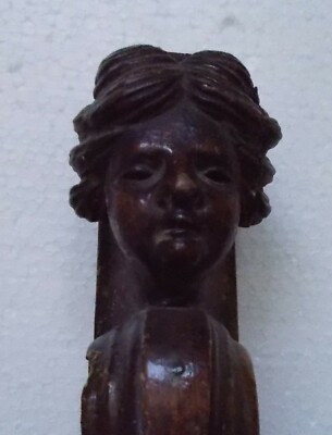 Artigianato Del Legno, Antica Scultura: Cariatide Per Mobili In Legno Massello