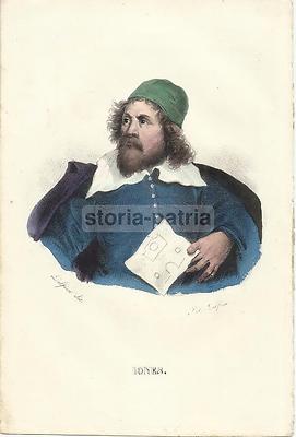 Ritratto Dell'Architetto Inigo Jones, Litografia Colorata Di Dolfino