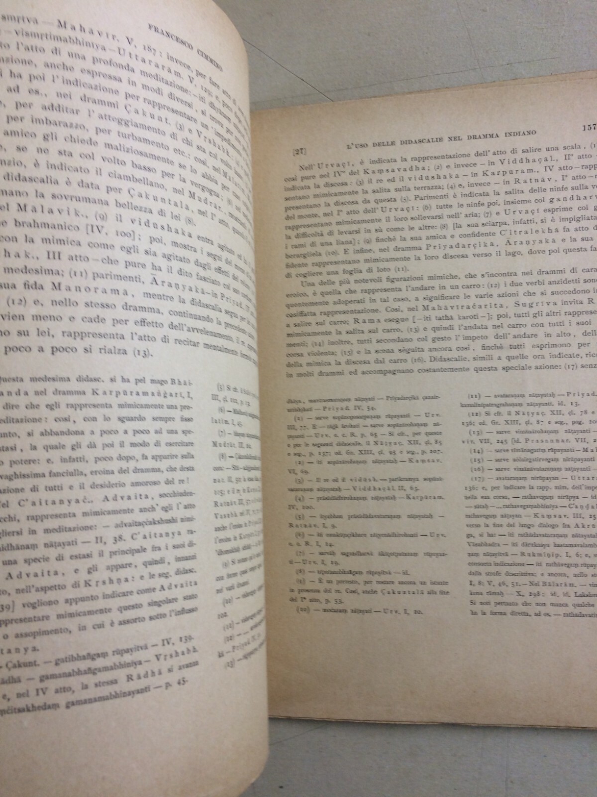L'Uso Delle Didascalie Nel Dramma Indiano. Antica Edizione, Cimmino, Napoli, 1912