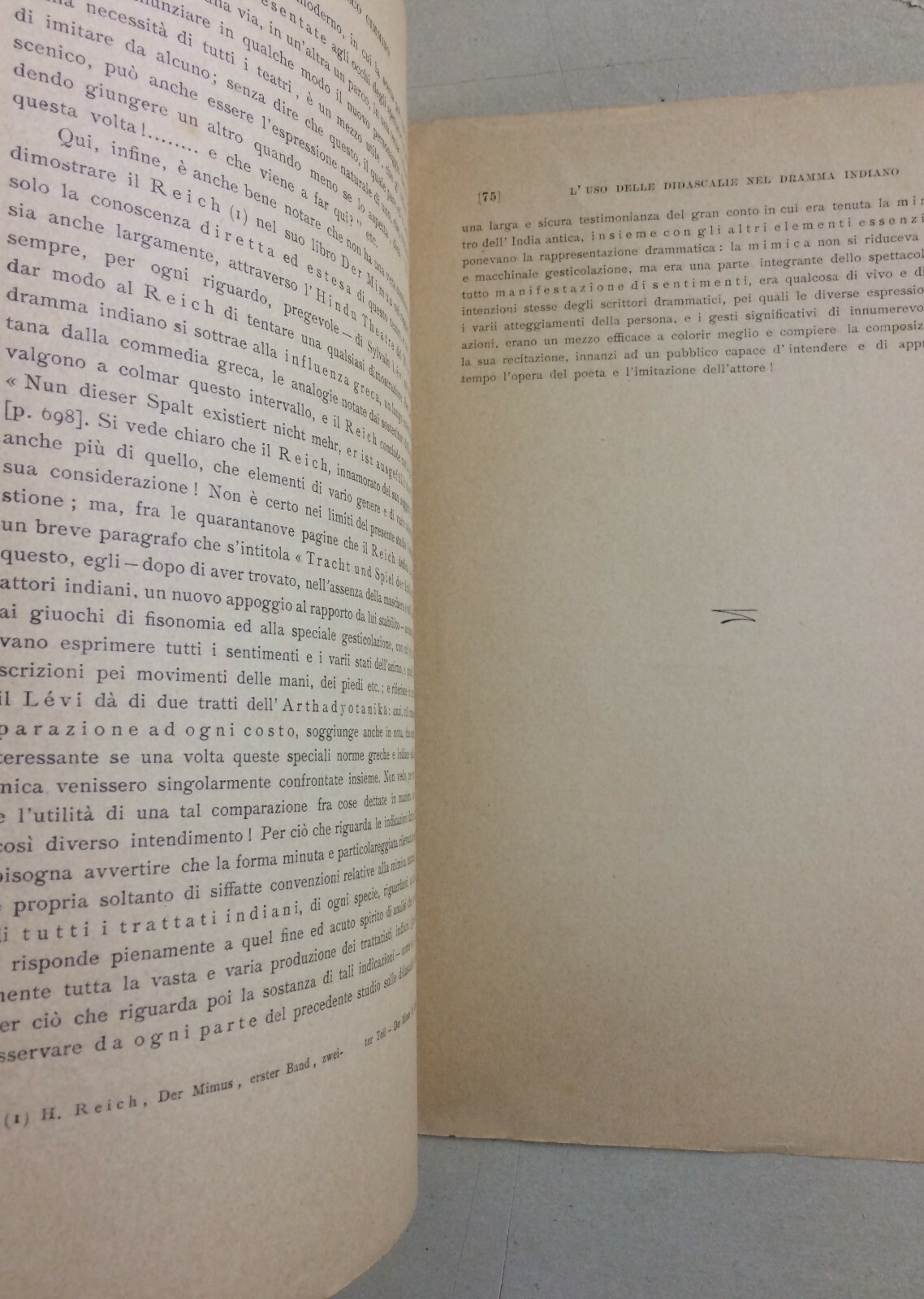 L'Uso Delle Didascalie Nel Dramma Indiano. Antica Edizione, Cimmino, Napoli, 1912