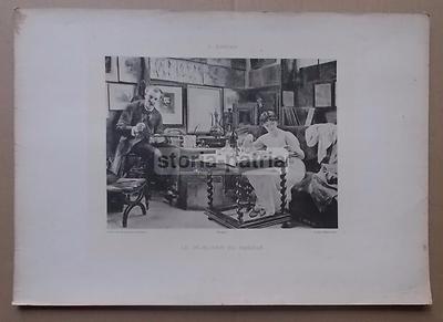 Arte E Pittura: Interno Di Studio Artistico Con Modella, Scena Decorativa d'Epoca