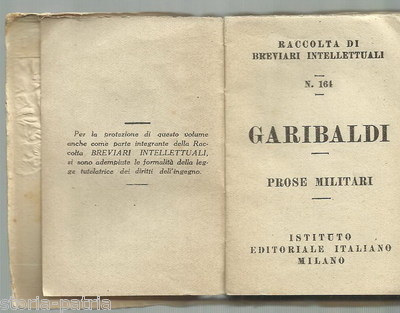 Prose Militari Di Giuseppe Garibaldi Minilibro Anni '20/'30
