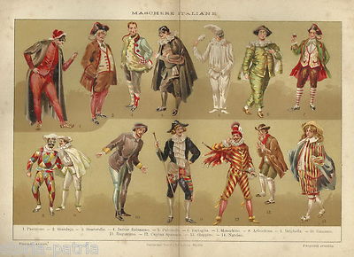 Maschere Italiane: Stenterello, Pulcinella, Meneghino, Rugantino, Balanzone, Tartaglia