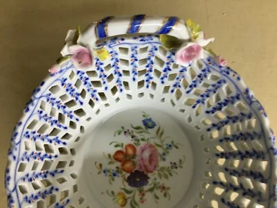 Hand-Decorated Porcelain Ornament with Floral Motifs, Sevres