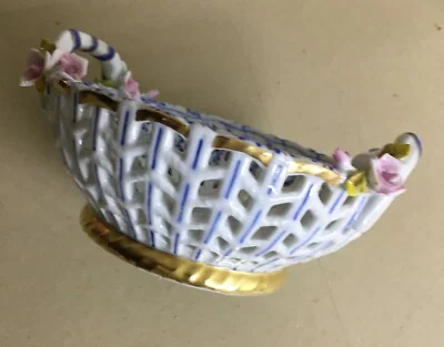Hand-Decorated Porcelain Ornament with Floral Motifs, Sevres