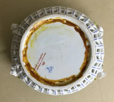Hand-Decorated Porcelain Ornament with Floral Motifs, Sevres