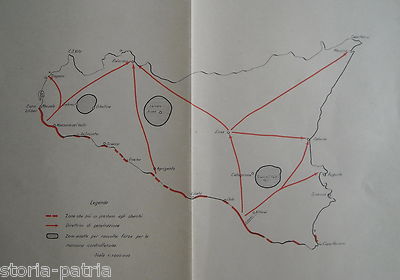 Sicilia, Mappa Topografica: Militaria, Direttrici, Porti E Sbarchi