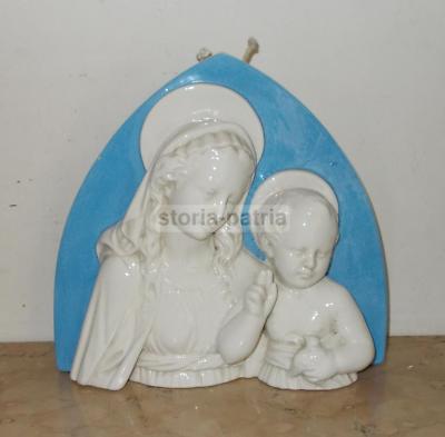 Madonna Con Bambino, Pannello Scultoreo In Ceramica, Giuseppe Chiurato, Roma, Anni 1930 1950