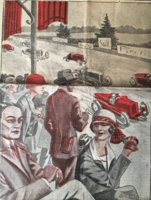 Automobilismo, Corse Di Auto d'Epoca, Gran Premio, Pubblicitaria Moda Tessile, 1924