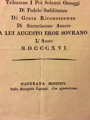 Marche, Macerata, Pio VII, Cardinale Consalvi, 1816, Antico Foglio Volante