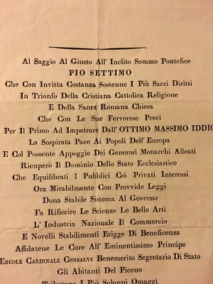 Marche, Macerata, Pio VII, Cardinale Consalvi, 1816, Antico Foglio Volante