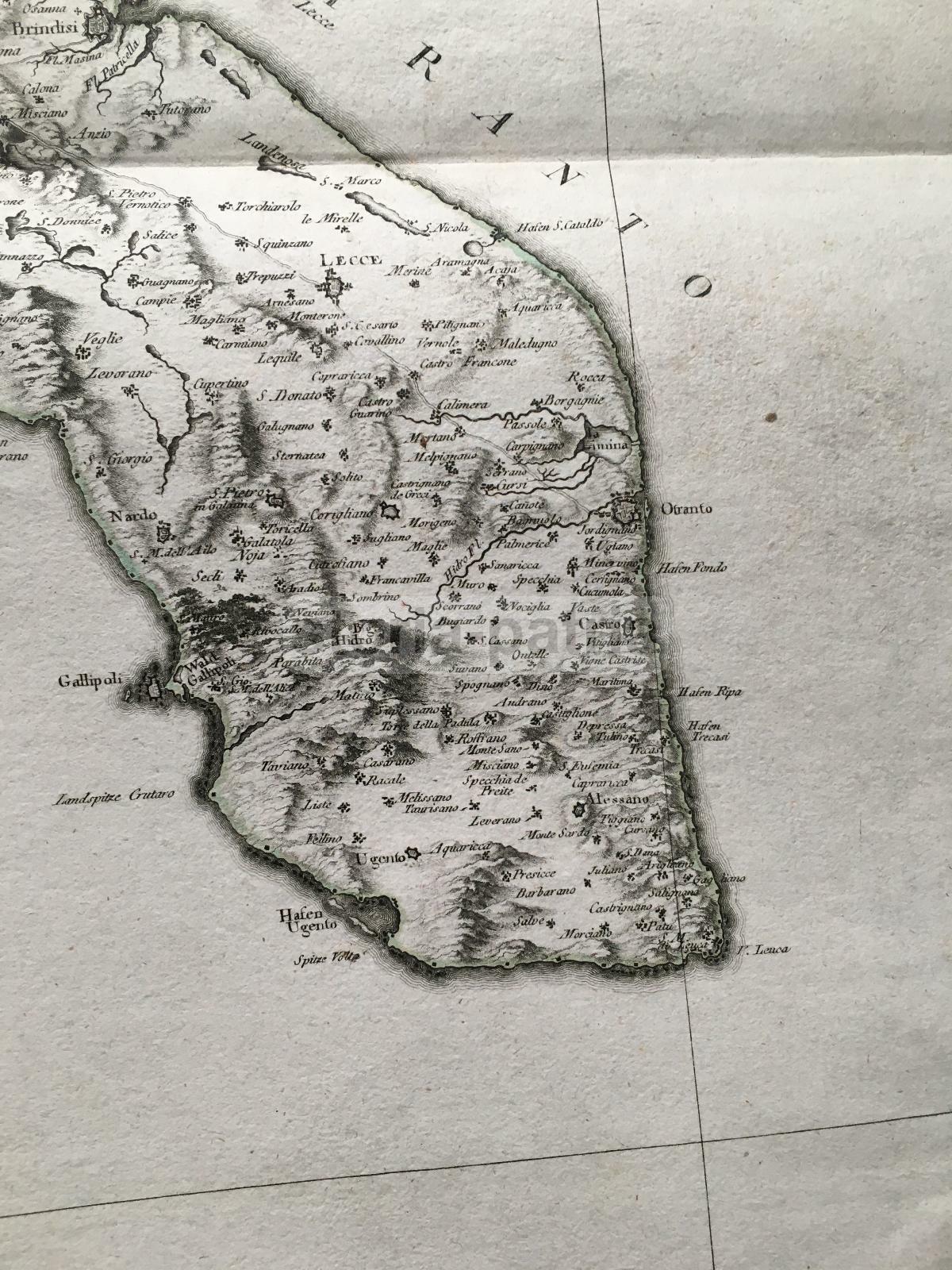 Puglia, Salento E Terra d'Otranto   Mappa Di Rizzi Zannoni