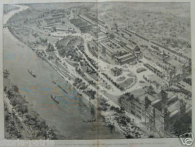 Torino, Esposizione Nazionale Del 1884. Veduta Panoramica A Volo d'Uccello Dei Padiglioni