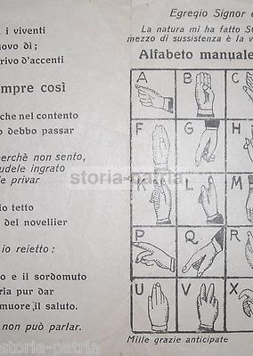 Linguaggio Dei Segni, Sordomutismo, Alfabeto Figurato, Volantino Propagandistico