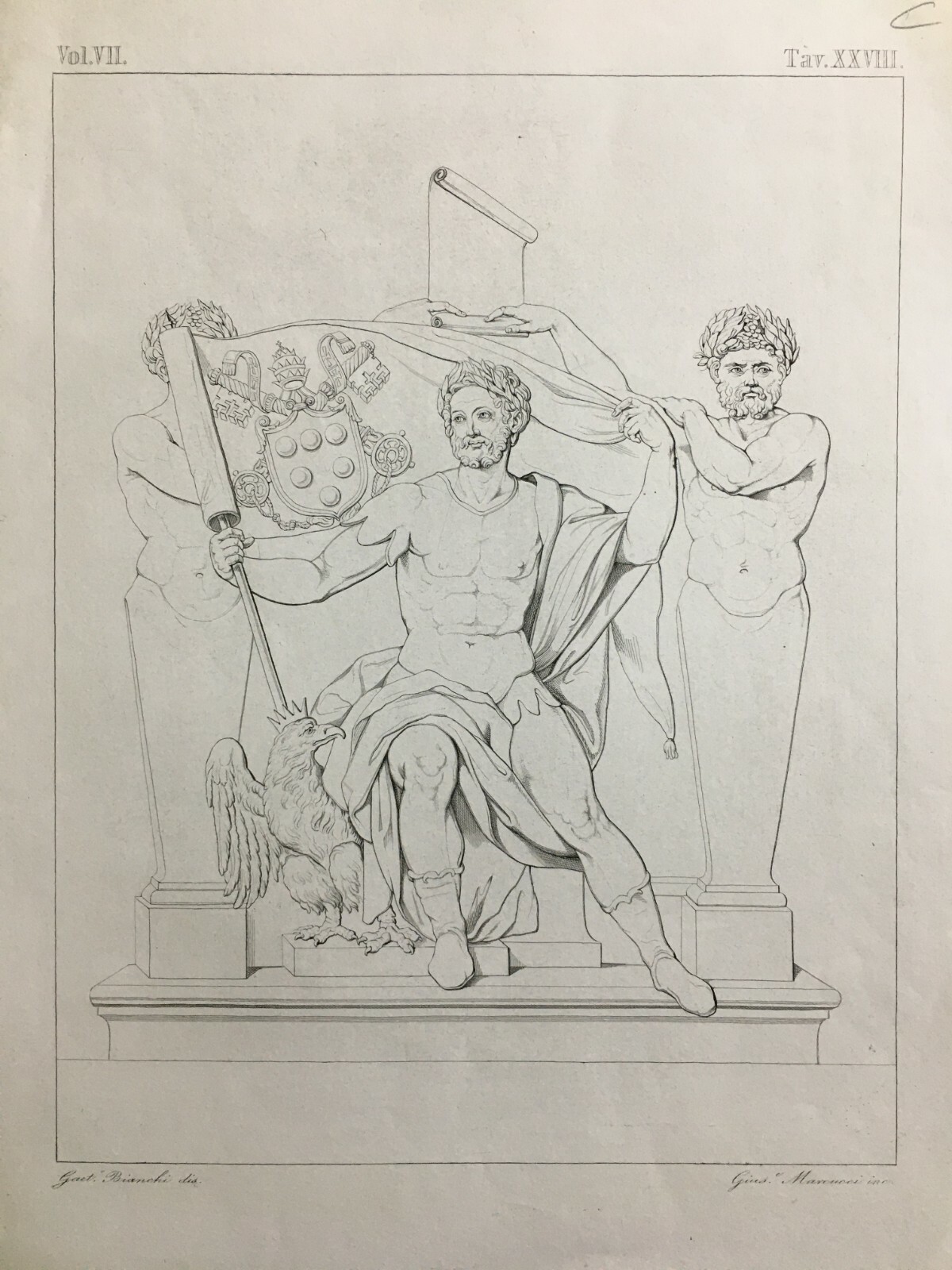 Mitologia, Allegoria, Arte E Araldica: Stampa Dell'Ottocento Di Gaetano Bianchi E Giuseppe Marcucci