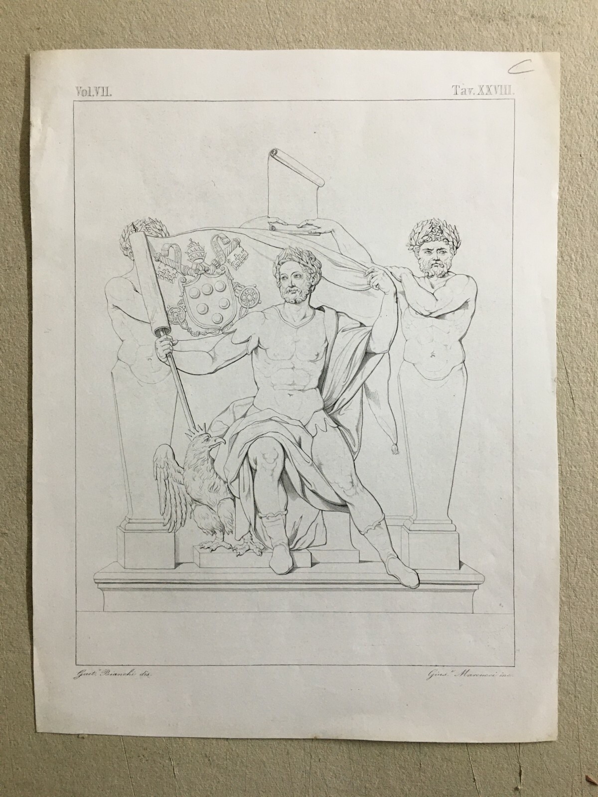 Mitologia, Allegoria, Arte E Araldica: Stampa Dell'Ottocento Di Gaetano Bianchi E Giuseppe Marcucci