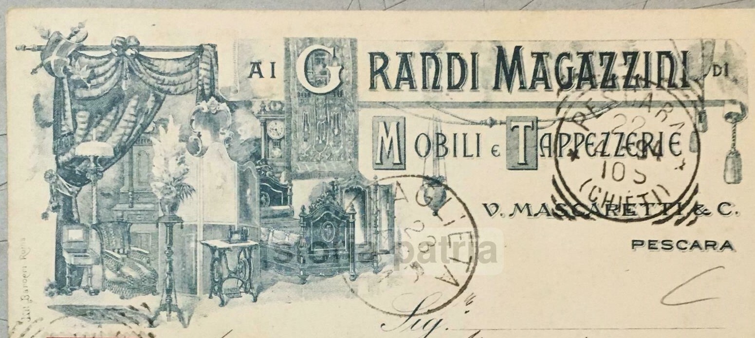 Abruzzo, Pescara: Grandi Magazzini Mobili E Tappezzerie Mascaretti, Seccia, Autografo