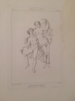 Arte A Pompei: Mitologia, Baccante, Fauno, Uva E Vino. Antica Incisione Basadonna, XIX Secolo