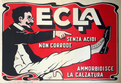 Scarpe, Calzature, Crema Lucido Ecla, Antica Rara Latta Pubblicitaria Liberty