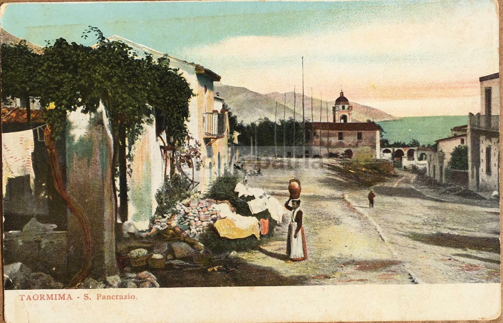 Taormina, San Pancrazio: Veduta Con Costume Locale
