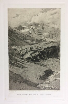 Arte Antica, Incisione Di Carlo Cressini, Incisore D. Rabioglio: Punta Motticcia, Sempione, 1893