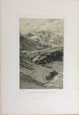 Arte Antica, Incisione Di Carlo Cressini, Incisore D. Rabioglio: Punta Motticcia, Sempione, 1893