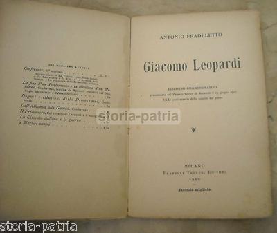 Antonio Fradeletto, Giacomo Leopardi: Antico Discorso Commemorativo, 1919