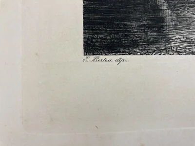Piemonte, Torino, Fiume Sangone. Artista Ernesto Bertea, Incisore Celestino Turletti. Antica Incisione all'Acquaforte