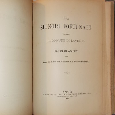 Basilicata, Lavello, Melfi: Mappa Di Gaudiano E Allegazioni Giuridiche Famiglia Fortunato, 1884