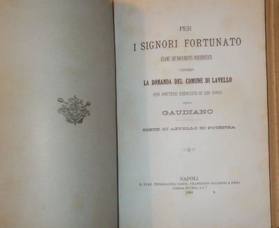 Basilicata, Lavello, Melfi: Mappa Di Gaudiano E Allegazioni Giuridiche Famiglia Fortunato, 1884