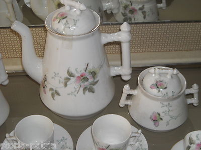 Servizio Da Caffè In Porcellana Con Decoro Floreale Liberty