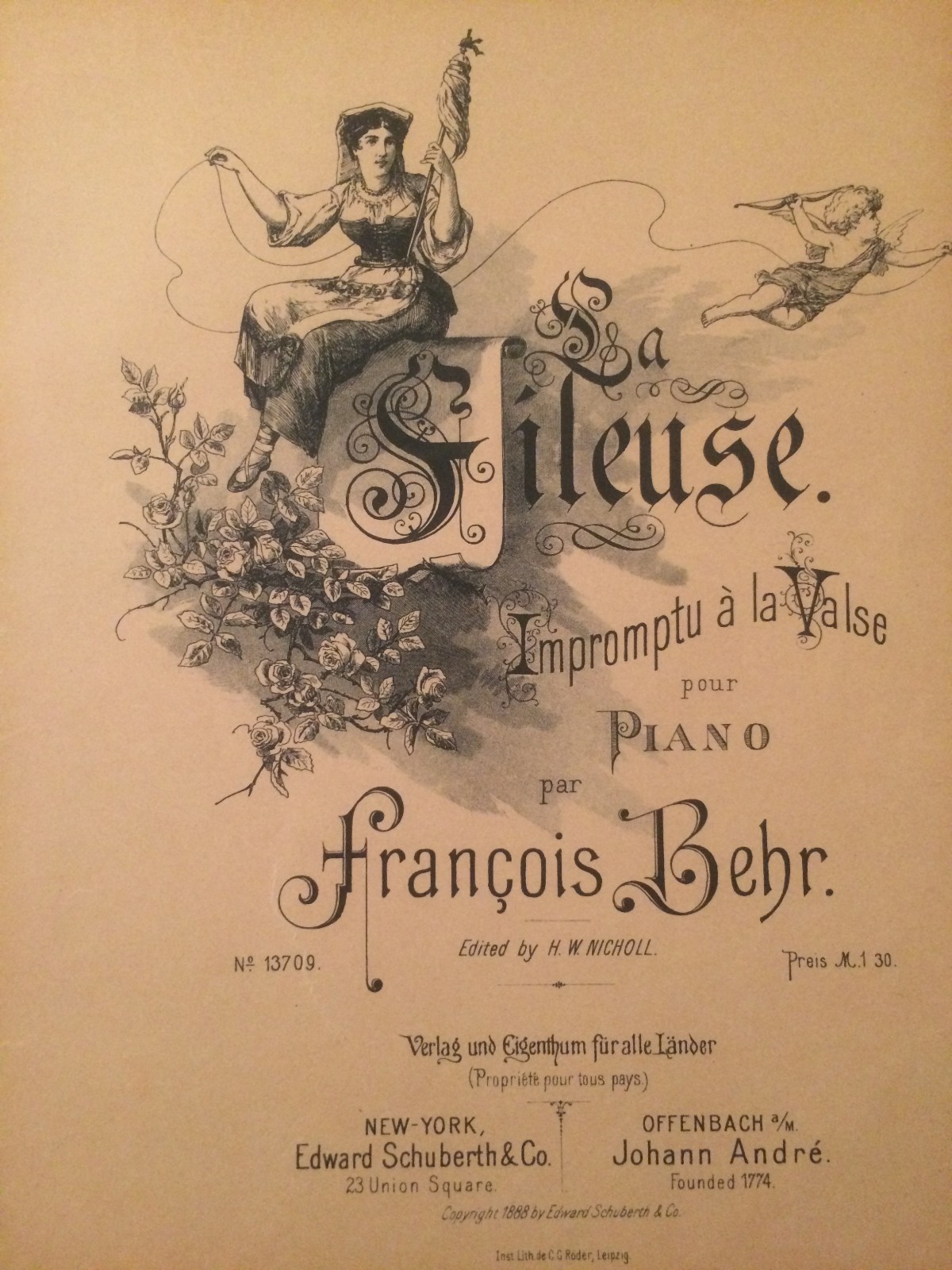Musica A Stampa: Pianoforte. Behr   La Fileuse, Valse (La Filatrice), Spartito Musicale