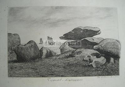 Trégastel, Champignons. Antica Incisione Di Th. Busnel, Salmon Ardail
