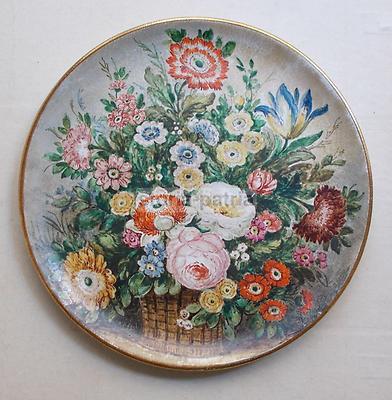 Piatto Decorativo In Ceramica Floreale, Manifattura Carbet, Artista A. Faggi, Metà XX Secolo