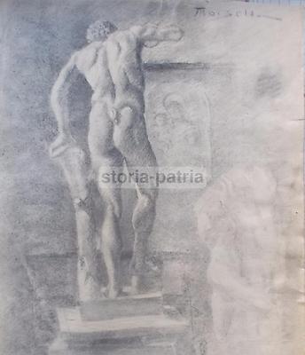 Disegno Artistico: Studio Di Scultura Con Fauno, Satiro E Composizione Devozionale