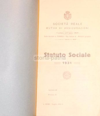 Torino, Assicurazioni Società Reale Mutua, Araldica, Antico Statuto, 1931