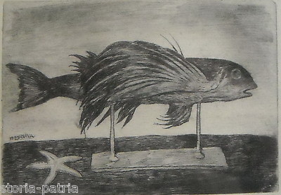 F. Bruna, Il Pesce Rondine, Incisione Originale, 1963