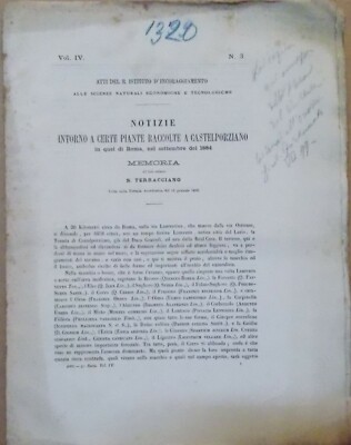 Storia Naturale, Botanica, Castelporziano, Roma, Terracciano. Antica Edizione, 1885