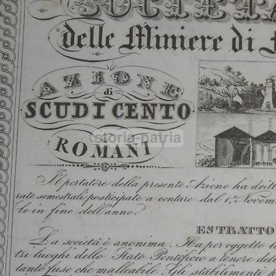 Geologia, Ferro, Miniere: Tolfa, Tivoli, Terni, Roma, 1849   Antica Società Mineraria