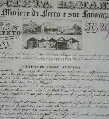 Geologia, Ferro, Miniere: Tolfa, Tivoli, Terni, Roma, 1849   Antica Società Mineraria