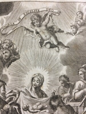 Arte Popolare Devozionale: Natività. Incisore Nicola Guttierez. Antica Incisione All'Acquaforte.
