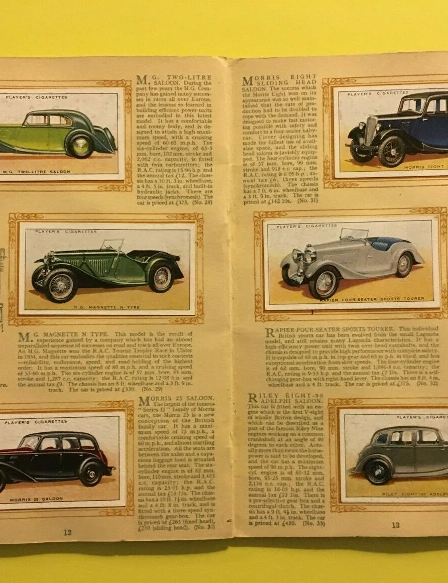 Motori, Automobili: 50 Auto d'epoca. Album di Figurine John Player & Sons