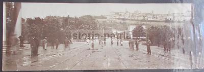Bergamo: Antica Fotografia Con Animata Veduta, Fotografo Solza, Tram E Ferrovia