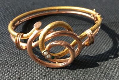 Antica Oreficeria: Bracciale Decorativo In Oro 12k Con Motivo A Serpe