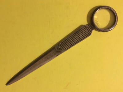 Oggetti Da Scrittoio: Sfogliacarte Con Lente d'Ingrandimento In Argento 800