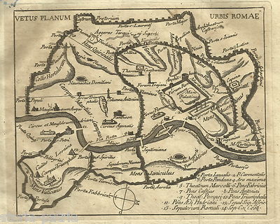 Lazio, Roma, Antica Mappa Topografica: Vaticano, Gianicolo, Cinta Muraria E Testaccio