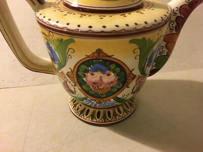 Marmaca: Ceramica San Marino. Grande Brocca Decorativa Figurata E Floreale Del Novecento
