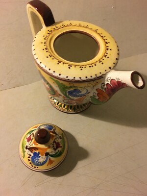 Marmaca: Ceramica San Marino. Grande Brocca Decorativa Figurata E Floreale Del Novecento