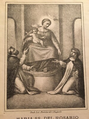 Arte Devozionale, Madonna Del Rosario, Pompei, Antica Litografia, Richter, Napoli