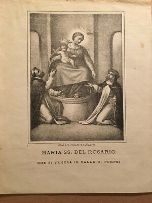 Arte Devozionale, Madonna Del Rosario, Pompei, Antica Litografia, Richter, Napoli